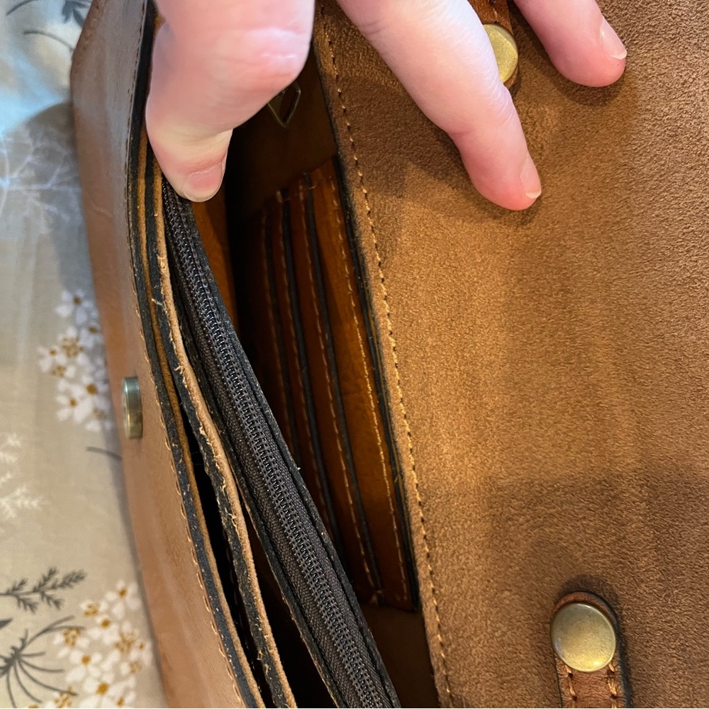 Patricia Nash Torri Florence Crossbody Elegant Brown Leather Crossbody Bag - Picture 4 of 5